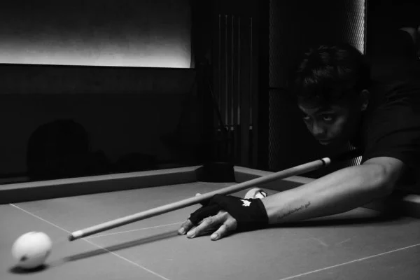snooker match action